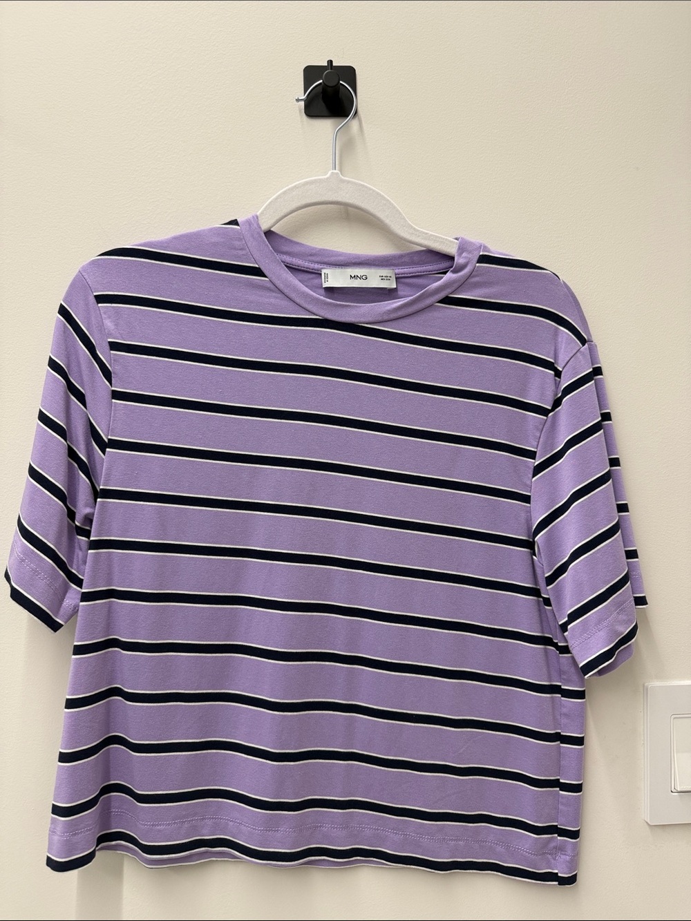 Mango Lavender and Black Striped Short-Sleeve Tee